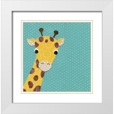 Giraffe White Modern Wood Framed Art Print with Double Matting by P.S. Art