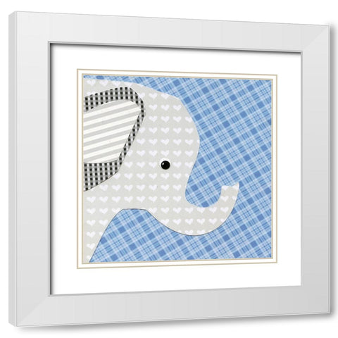 Elephant White Modern Wood Framed Art Print with Double Matting by P.S. Art