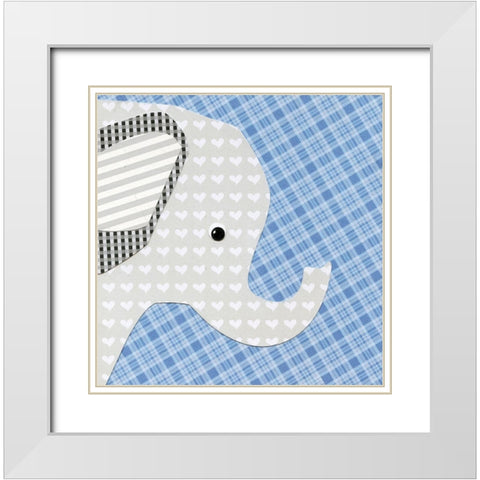 Elephant White Modern Wood Framed Art Print with Double Matting by P.S. Art