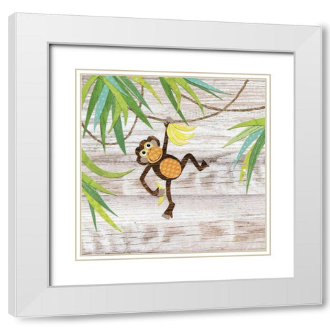 Monkey White Modern Wood Framed Art Print with Double Matting by P.S. Art