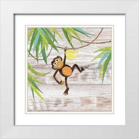Monkey White Modern Wood Framed Art Print with Double Matting by P.S. Art