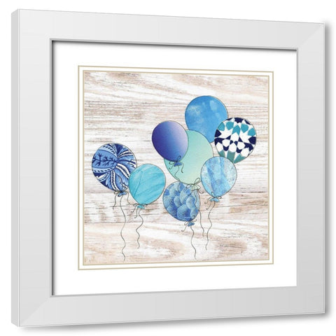 Balloons White Modern Wood Framed Art Print with Double Matting by P.S. Art