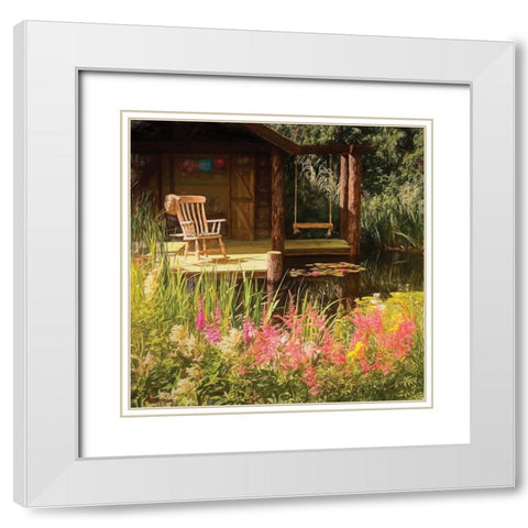 Garden IV White Modern Wood Framed Art Print with Double Matting by P.S. Art