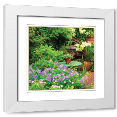 Garden V White Modern Wood Framed Art Print with Double Matting by P.S. Art