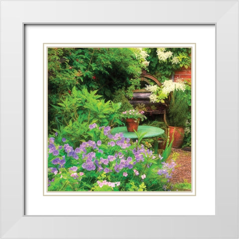 Garden V White Modern Wood Framed Art Print with Double Matting by P.S. Art