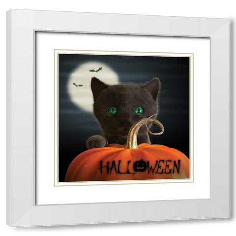 Halloween White Modern Wood Framed Art Print with Double Matting by P.S. Art