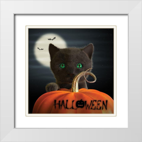 Halloween White Modern Wood Framed Art Print with Double Matting by P.S. Art