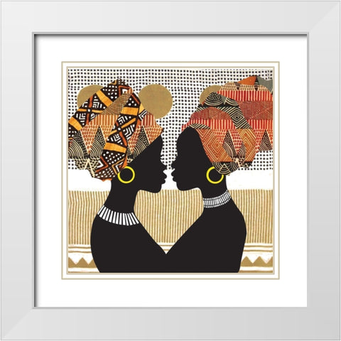 African Women White Modern Wood Framed Art Print with Double Matting by P.S. Art