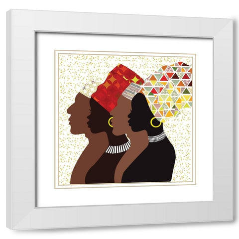 African Men and Women II White Modern Wood Framed Art Print with Double Matting by P.S. Art