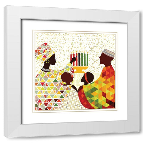 Kwanza Family White Modern Wood Framed Art Print with Double Matting by P.S. Art