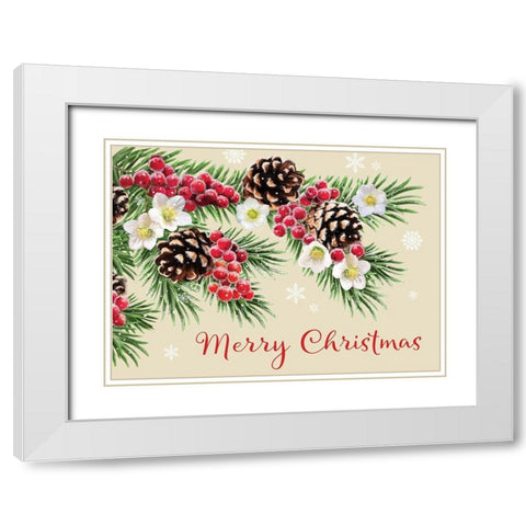 Merry Christmas White Modern Wood Framed Art Print with Double Matting by P.S. Art