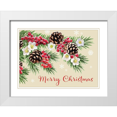 Merry Christmas White Modern Wood Framed Art Print with Double Matting by P.S. Art