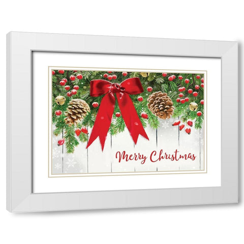 Merry Christmas White Modern Wood Framed Art Print with Double Matting by P.S. Art