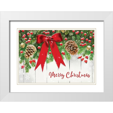 Merry Christmas White Modern Wood Framed Art Print with Double Matting by P.S. Art