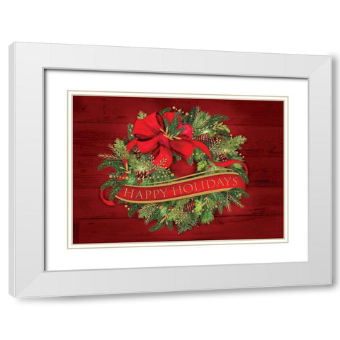 Christmas Wreath White Modern Wood Framed Art Print with Double Matting by P.S. Art