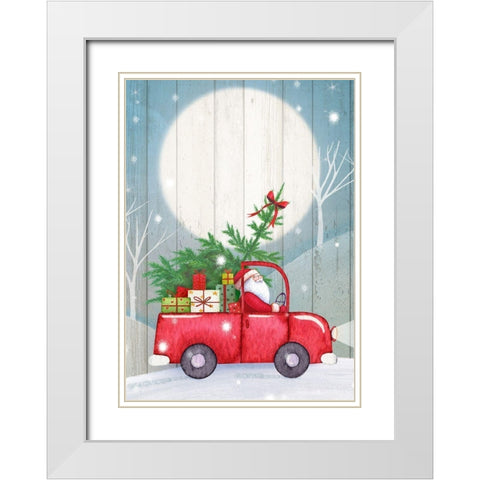 Santa Truck White Modern Wood Framed Art Print with Double Matting by P.S. Art