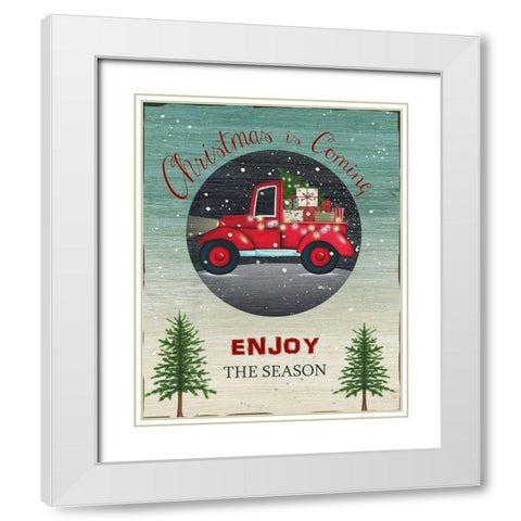 Enjoy the Season White Modern Wood Framed Art Print with Double Matting by P.S. Art