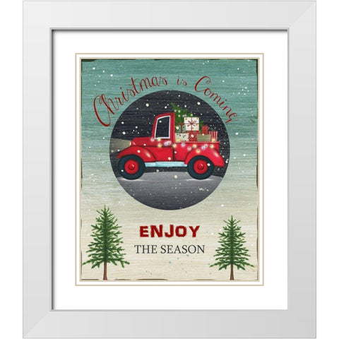 Enjoy the Season White Modern Wood Framed Art Print with Double Matting by P.S. Art
