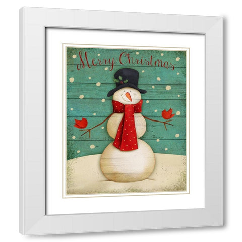 Merry Christmas White Modern Wood Framed Art Print with Double Matting by P.S. Art