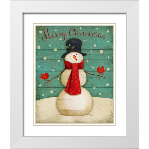 Merry Christmas White Modern Wood Framed Art Print with Double Matting by P.S. Art