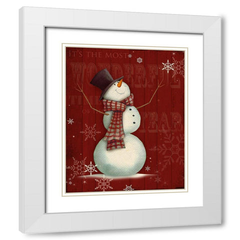 Snowman I White Modern Wood Framed Art Print with Double Matting by P.S. Art