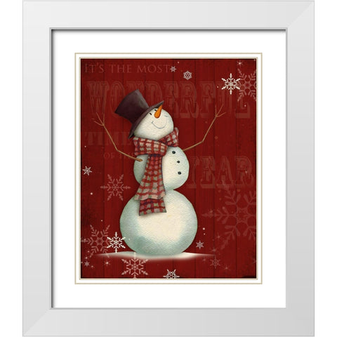 Snowman I White Modern Wood Framed Art Print with Double Matting by P.S. Art