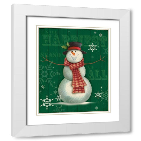 Snowman II White Modern Wood Framed Art Print with Double Matting by P.S. Art
