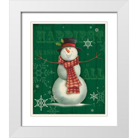 Snowman II White Modern Wood Framed Art Print with Double Matting by P.S. Art