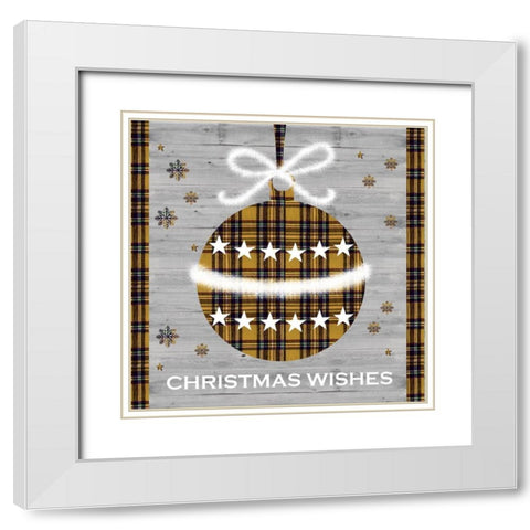 Christmas Wishes Ornament White Modern Wood Framed Art Print with Double Matting by P.S. Art