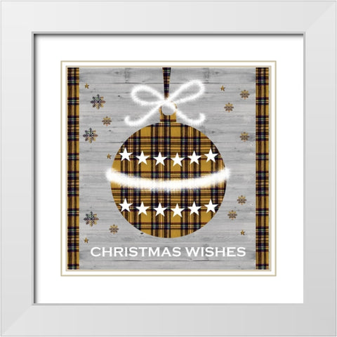 Christmas Wishes Ornament White Modern Wood Framed Art Print with Double Matting by P.S. Art