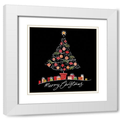 Merry Christmas White Modern Wood Framed Art Print with Double Matting by P.S. Art