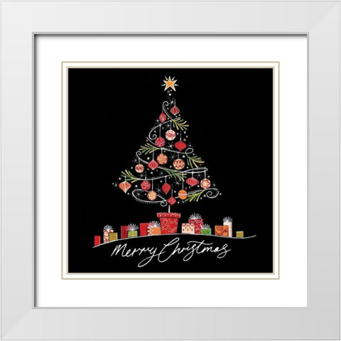 Merry Christmas White Modern Wood Framed Art Print with Double Matting by P.S. Art