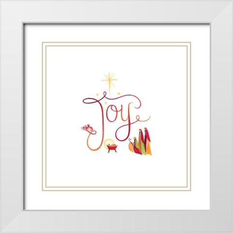 Joy White Modern Wood Framed Art Print with Double Matting by P.S. Art