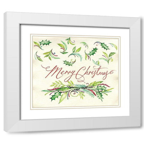 Merry Christmas White Modern Wood Framed Art Print with Double Matting by P.S. Art