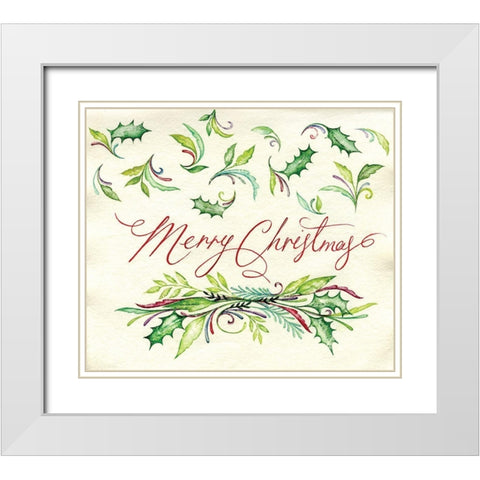Merry Christmas White Modern Wood Framed Art Print with Double Matting by P.S. Art