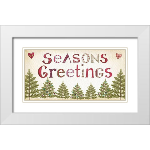 Seasons Greetings White Modern Wood Framed Art Print with Double Matting by P.S. Art