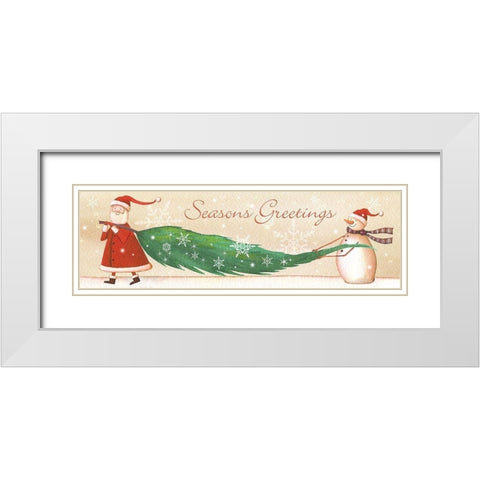 Seasons Greetings White Modern Wood Framed Art Print with Double Matting by P.S. Art