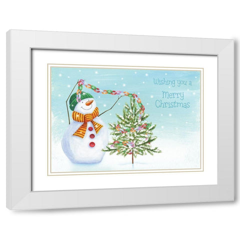 Wishing You a Merry Christmas White Modern Wood Framed Art Print with Double Matting by P.S. Art