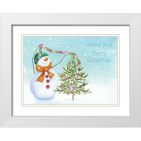 Wishing You a Merry Christmas White Modern Wood Framed Art Print with Double Matting by P.S. Art