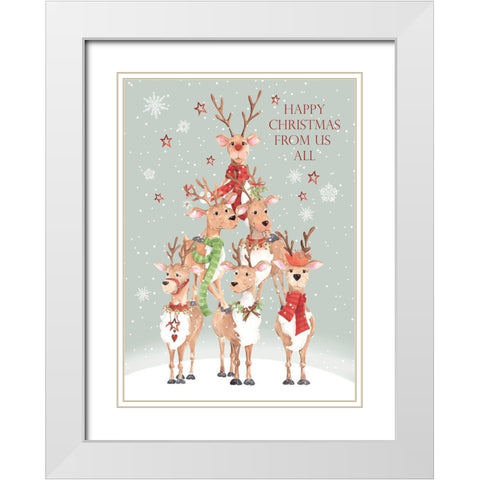 Happy Christmas White Modern Wood Framed Art Print with Double Matting by P.S. Art
