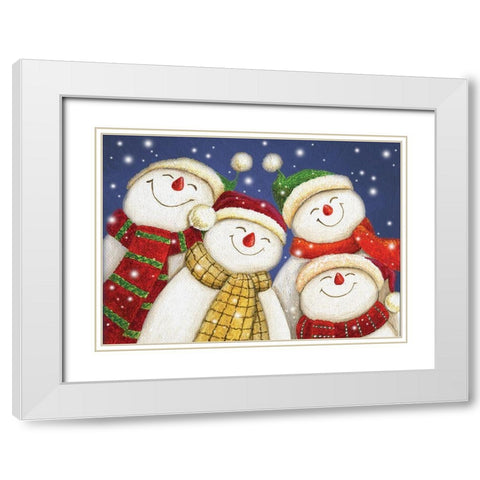 Snowman Friends II White Modern Wood Framed Art Print with Double Matting by P.S. Art