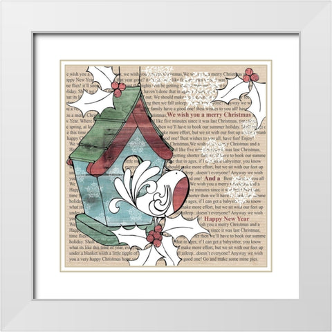 Birdhouse White Modern Wood Framed Art Print with Double Matting by P.S. Art