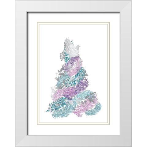 Purple Tree White Modern Wood Framed Art Print with Double Matting by P.S. Art
