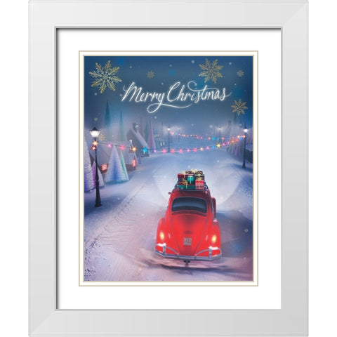 Merry Christmas White Modern Wood Framed Art Print with Double Matting by P.S. Art