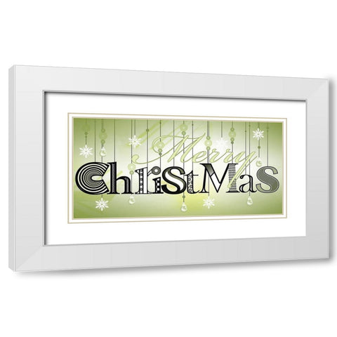 Merry Christmas White Modern Wood Framed Art Print with Double Matting by P.S. Art