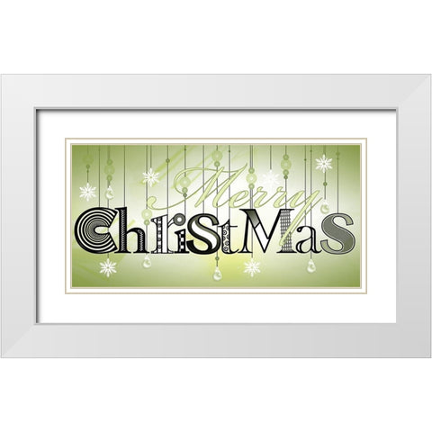 Merry Christmas White Modern Wood Framed Art Print with Double Matting by P.S. Art