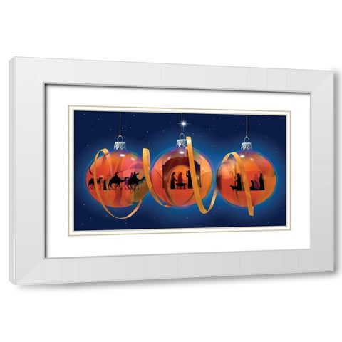 Nativity Ornaments White Modern Wood Framed Art Print with Double Matting by P.S. Art