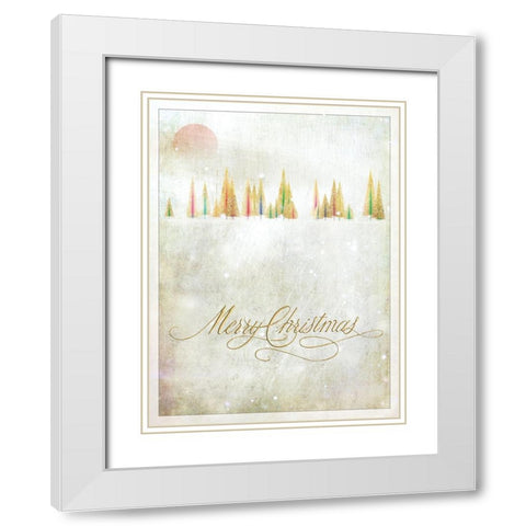 Merry Christmas White Modern Wood Framed Art Print with Double Matting by P.S. Art