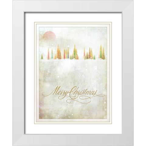 Merry Christmas White Modern Wood Framed Art Print with Double Matting by P.S. Art