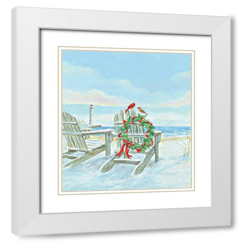 Coastal Christmas I White Modern Wood Framed Art Print with Double Matting by P.S. Art